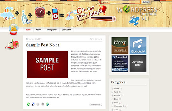wordpress christmas1 15 High Quality Free PSD Wordpress Theme